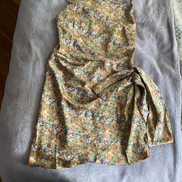 Floral Sage Colored Mini Dress - Picture 3 of 5
